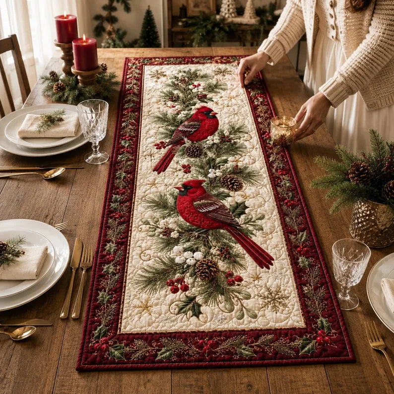 Quilted Red Cardinal Christmas Table Runner, Winter Pine Berry Decor 141a531a-0301-402d-8292-fd93d42558a3-cds-3-.webp