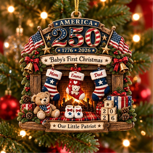 Personalized Baby’s First America 250 Christmas Ornament – Custom Name 1776–2026 Patriotic Baby Keepsake 143f325b-1fff-4af3-b091-dc19b63ff786-mockup_01_tree_hanging.jpg
