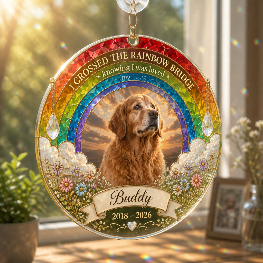 Rainbow Bridge Pet Memorial Suncatcher – Photo, Name & Years - Personalized Suncatcher Stained Glass 144068b9-8d9e-46e5-83ef-66b42c790a5a.jpg