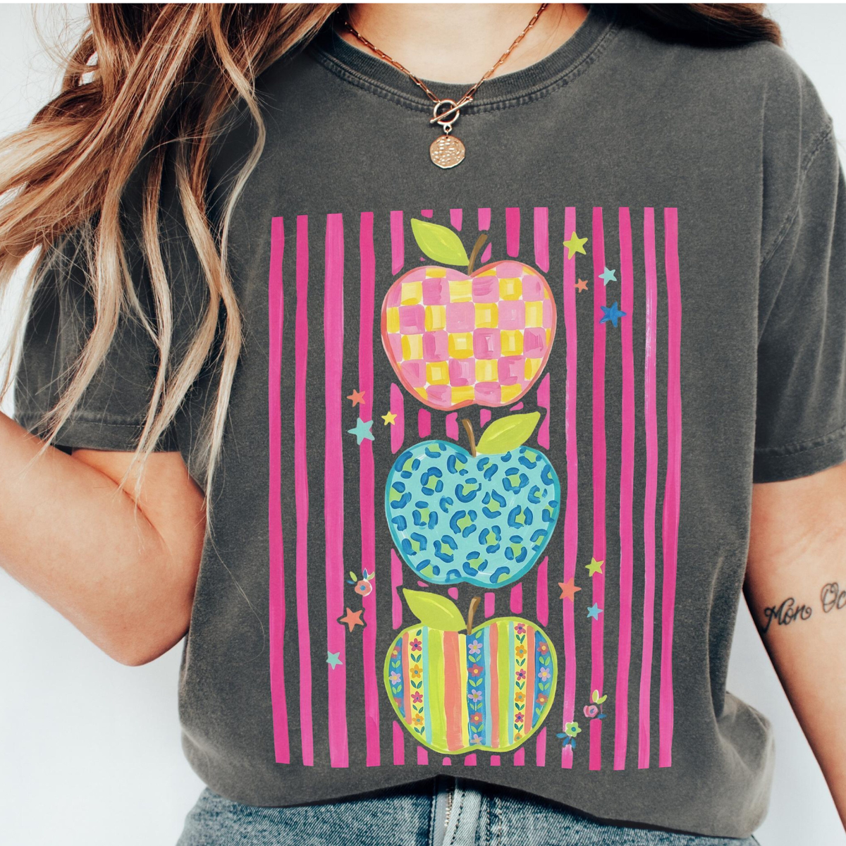 Comfort Colors Teacher Shirt, Colorful Apple Teacher Tee, Preppy Back to School Shirt, Cute Teacher Appreciation Gift 144b0b25-4acd-49a8-b803-e0556e1030b3-4.png