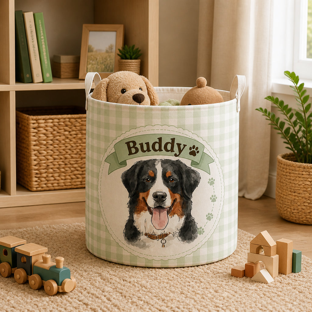 Custom Pet Portrait Storage Bag – Watercolor Gingham with Name - Personalized Storage Bag 145d9bcb-844f-4c6b-a150-3a94b8e2071e.jpg