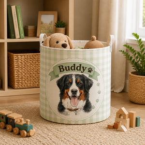 Custom Pet Portrait Storage Bag – Watercolor Gingham with Name - Personalized Storage Bag 145d9bcb-844f-4c6b-a150-3a94b8e2071e.jpg