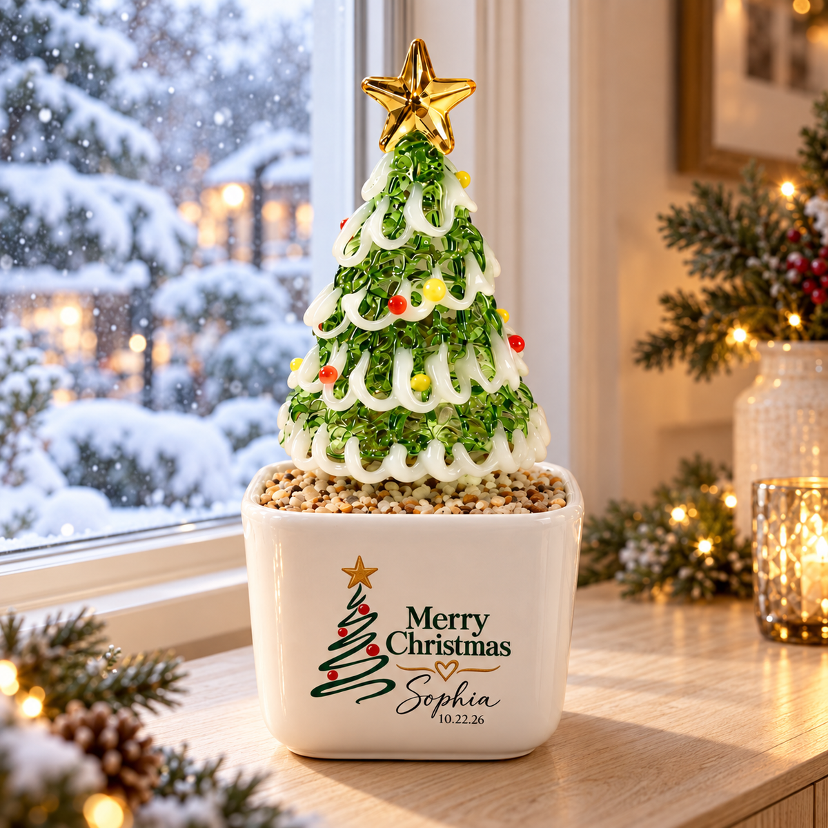 Personalized Glass Christmas Tree in Ceramic Pot, Custom Name Xmas Decor, Christmas Gift for Family, Holiday Table Centerpiece 145ff212-d4eb-441c-a341-42a92ac5e0bc-banner-2.png