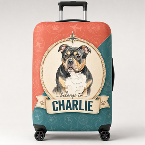 Custom Pet Portrait Luggage Cover – Retro Travel Badge - Personalized Luggage Cover 14677b3b-676f-4fa8-8f72-66d589716597.png