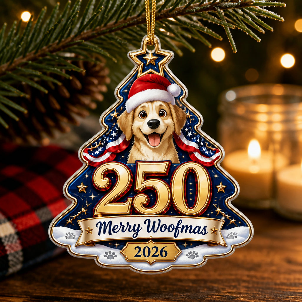 250 Merry Woofmas 2026 Tree-Shape Ornament - Shape Ornament 146ddf2d-92b1-4eb6-a683-aed59fbc80b2.jpg
