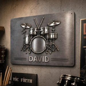 Drums Are My Therapy - Personalized Metal Sign, Gift For Drum Lovers, Brushes Silver Metal Sign 14724029-9aa8-4d7d-b2da-3f3c11f83d89-6aa2dab2b925c.jfif
