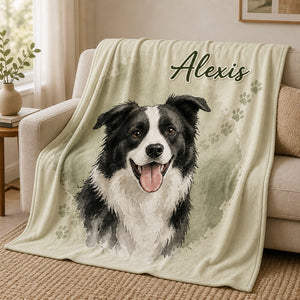 Custom Watercolor Pet Portrait Blanket with Name - Personalized Blanket 1472a03b-df0b-4289-b2a6-d29f2168be05.jpg