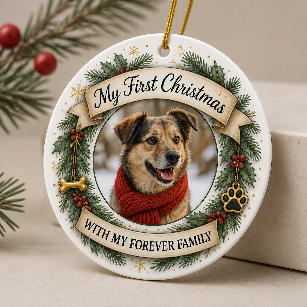 Pet Adoption First Christmas Photo Ornament - Personalized Aluminum Ornament 148c2665-245a-4636-b76b-b187f52464bf.jpg