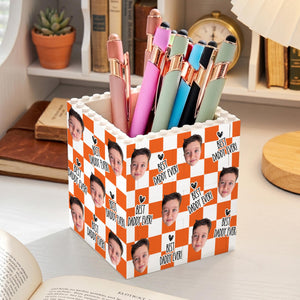 Personalized Baby Face Photo Building Block Pen Holder, Best Dad Ever Puzzle Block, New Dad Gift, Fathers Day Gift For Dad, Papa