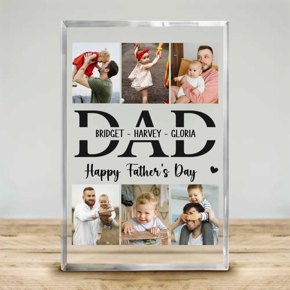 Happy Father's Day Photo Collage Personalized Acrylic Plaque, Dad Grandpa Gifts, Father's Day, Birthday Gift