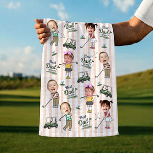 Personalized Baby Photo Golf Towel for Dad, Kids Photo Golf Towel, Best Dad By Par Towel, Fathers Day Gift For Husband, Golf Dad Gift