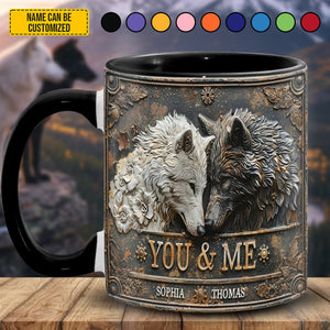 You and me wolf - Personalized Accent Mug Valentine's Day Gift Couple Gift Anniversay Gift For Him Gift For Her