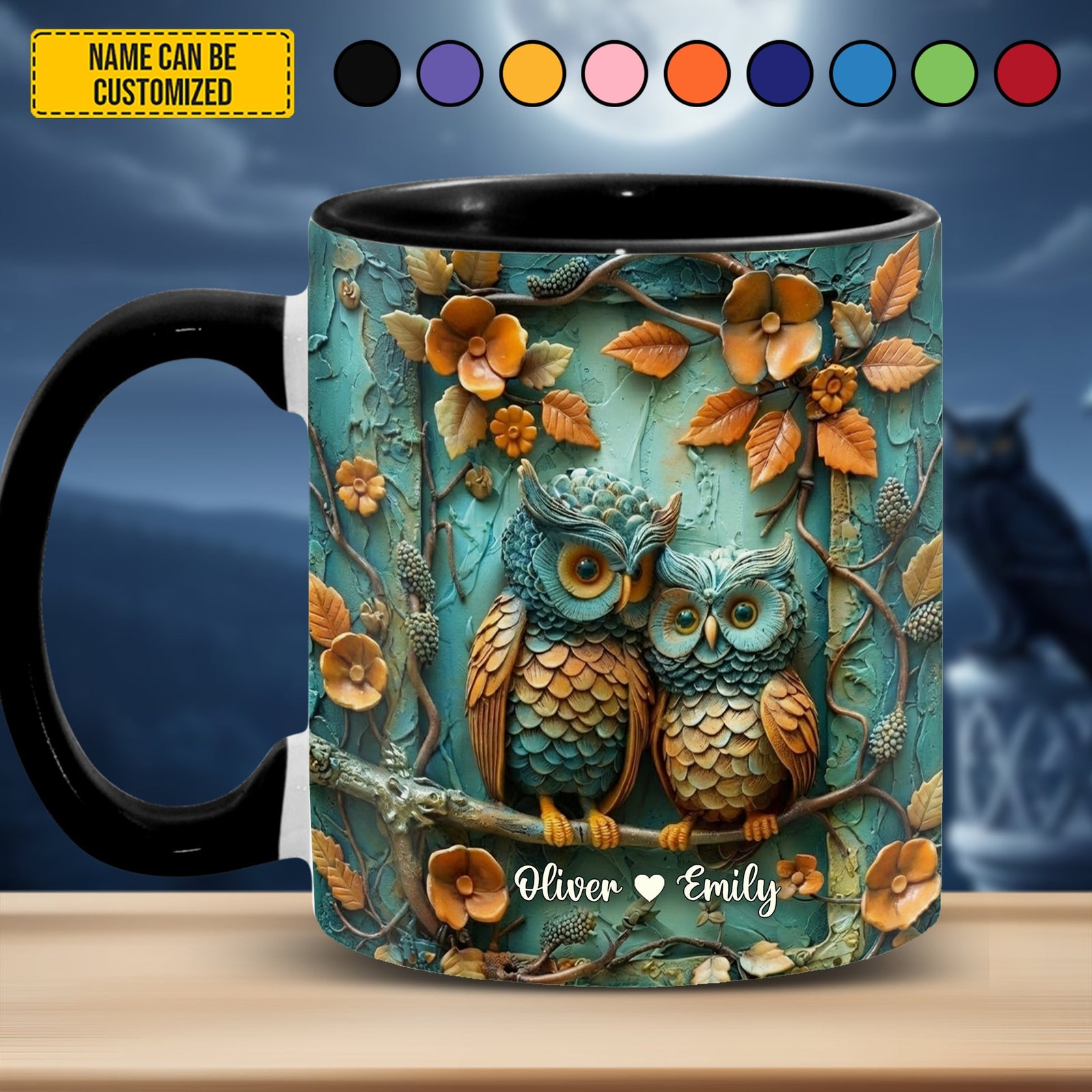 Cute Couple Owl - Personalized Owl Accent Mug