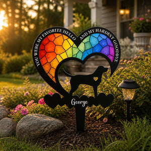 Pet Memorial Yard Sign – Favorite Hello Hardest Goodbye (Stained-Glass Rainbow) - Personalized Yard Sign 14a9cb56-9380-480f-bf6e-20a191c2119a.jpg