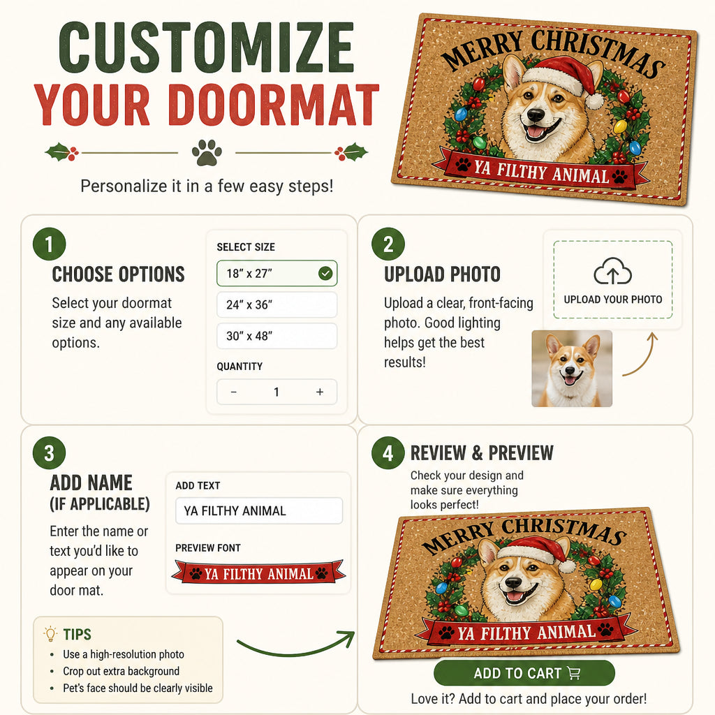 Corgi Merry Christmas Ya Filthy Animal Doormat - Personalized Doormat 14c22a73-1724-46c9-804b-2b98b6f9246f.jpg