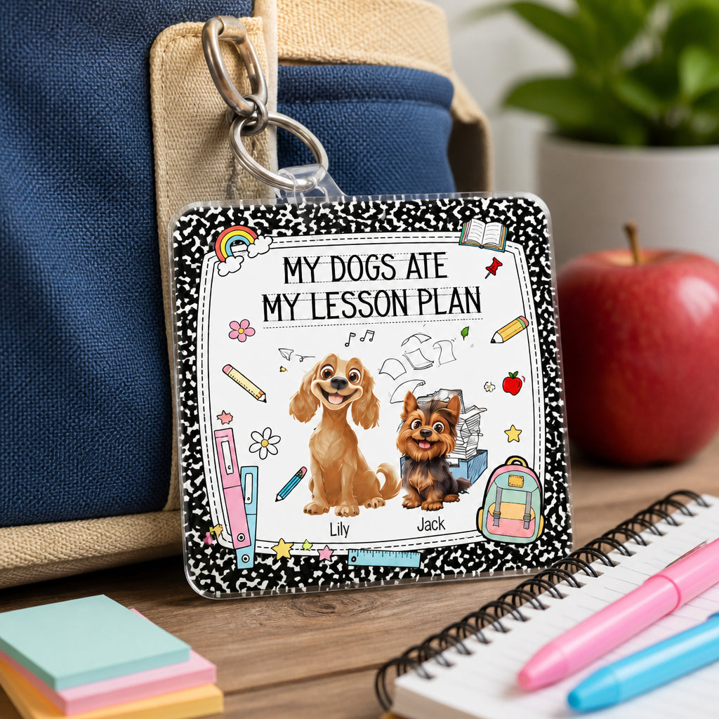 Teacher Keychain – My Dogs Ate My Lesson Plan (2-Pet Cartoon Photo Tag) - Personalized Acrylic Tag Keychain 14da7187-aede-4d51-b442-425b120f3074.jpg