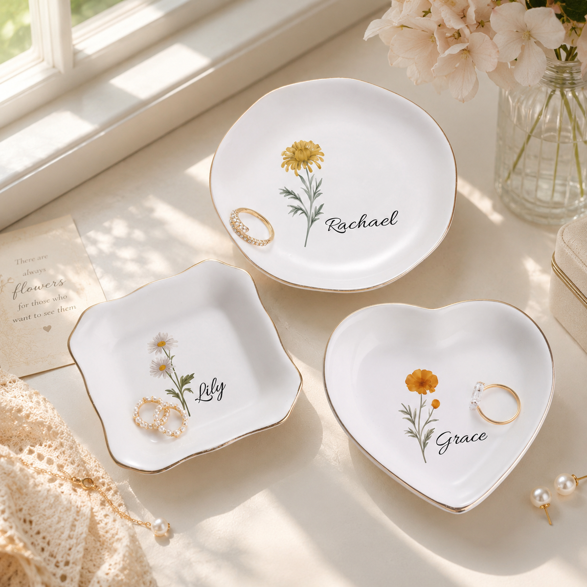 Personalized Birth Flower Ring Dish, Custom Name Jewelry Tray, Bridesmaid Gifts for her 14df4efe-8a09-4350-a2ea-f24344bc8f32-banner-1.png
