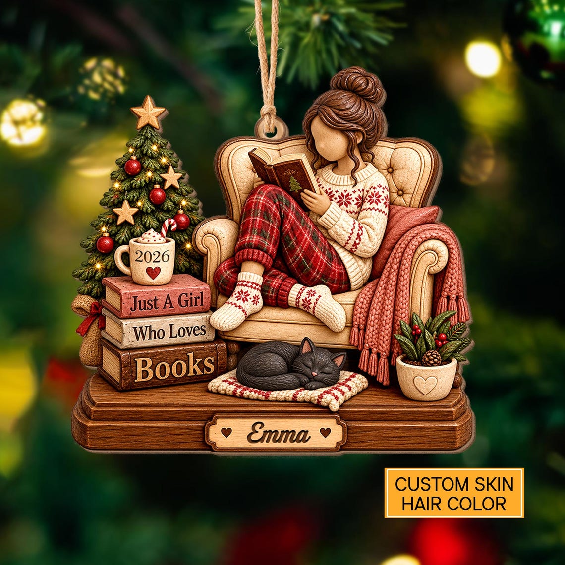 Personalized Girl Reading Book 2D Ornament 2026: Bookworm Christmas Decor, Just A Girl Who Loves Books Wooden Ornament, Book Lover Gift 14ed9ba8-ad06-4bd4-b8c1-55c16b75eac9-6.jpg