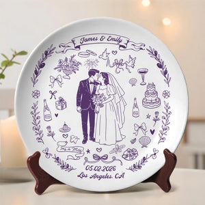 Our Wedding - Personalized Ceramic Plate - Wedding Gift, Anniversary Gift For Couple 14faccea-9b4f-4307-834d-86502cb25281-5.webp
