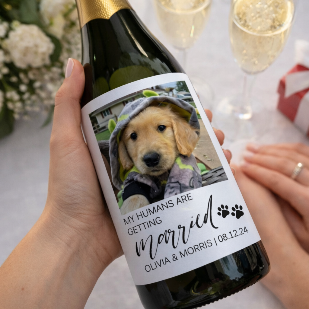 Personalized My Humans Are Getting Married Wine Label/Custom Dog Engagement Gift/Custom Pet Engagement Gift/Cat Engagement Gift/Gift for her