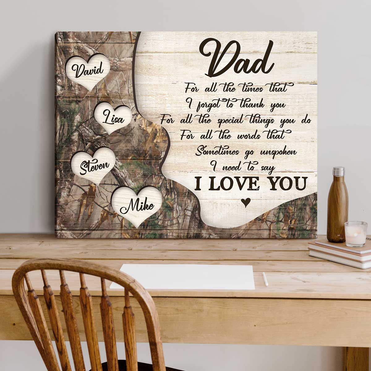 Thank You Dad Gift with Kids Names, Fathers Day Personalized Gift for Dad From Daughter, Fathers Day Canvas, I Need To Say I Love You Dad