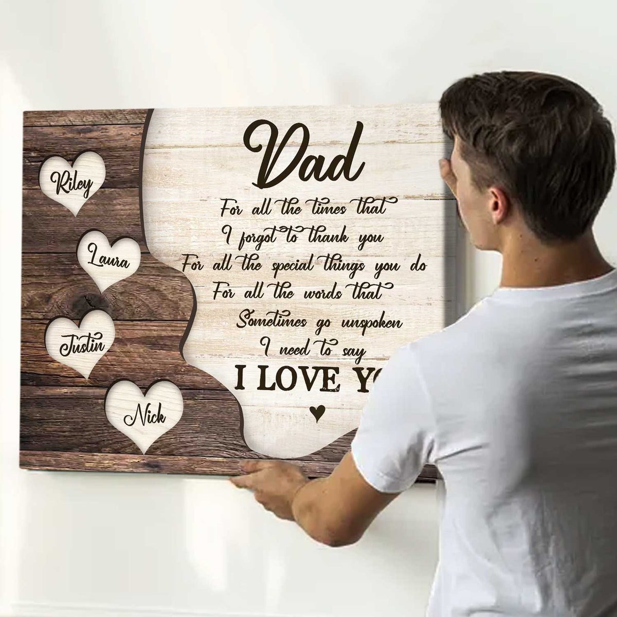 Thank You Dad Gift with Kids Names, Fathers Day Personalized Gift for Dad From Daughter, Fathers Day Canvas, I Need To Say I Love You Dad