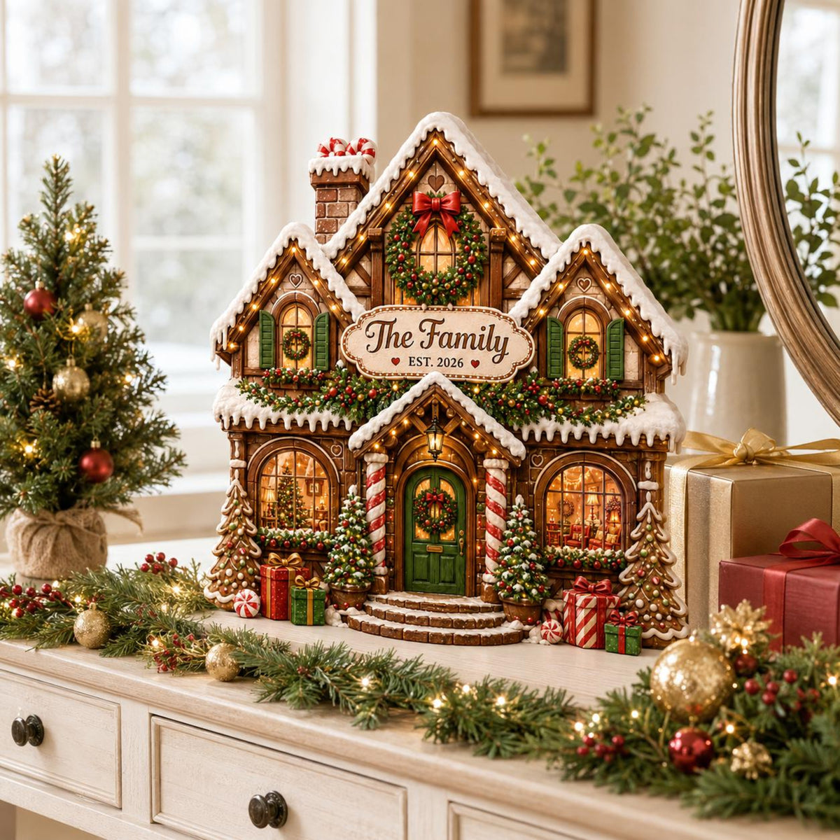 Personalized Christmas Gingerbread House Wooden Block, Custom Family Name Sign, Festive Mantel Decor, Holiday Housewarming Gift, Xmas Decor 150914a7-199e-4148-b679-b534a8822ea4-6.jpg