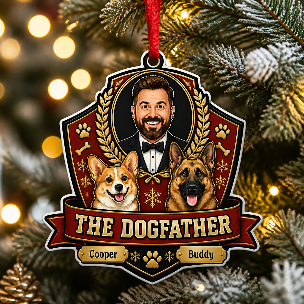 The Dogfather Custom Face + 2 Dogs Ornament - Personalized Laser Cut Custom Shape Ornament 15309b5f-f8fc-42a9-834d-d535011de316.jpg