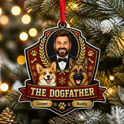 The Dogfather Custom Face + 2 Dogs Ornament - Personalized Laser Cut Custom Shape Ornament 15309b5f-f8fc-42a9-834d-d535011de316.jpg