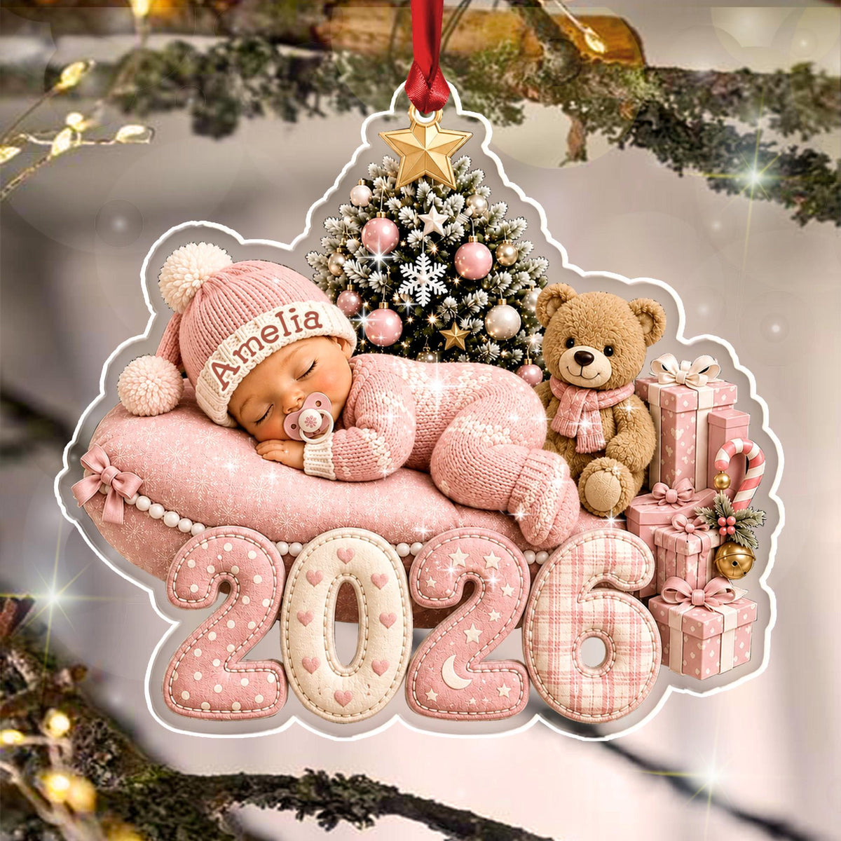 Baby Sleep First Christmas Acrylic 2D Flat Ornament, Custom Newborn Name Keepsake 1530f45e-8bbf-410c-935b-c11a23ddb494-8.jpg