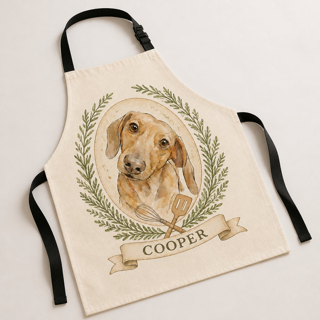 Custom Watercolor Pet Portrait Apron - Personalized Apron 154dfe28-8d55-4703-839c-0fade8412d7e.jpg