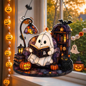 Cute Ghost Reading Book Acrylic Ornament,Halloween Window Hanging,Cat Lover Gift,Book Lover Gift,Halloween Bookish Gift,Halloween Home Decor 15631ccd-c516-44d9-ae3b-5506316d1a08-dfthh-6-.webp