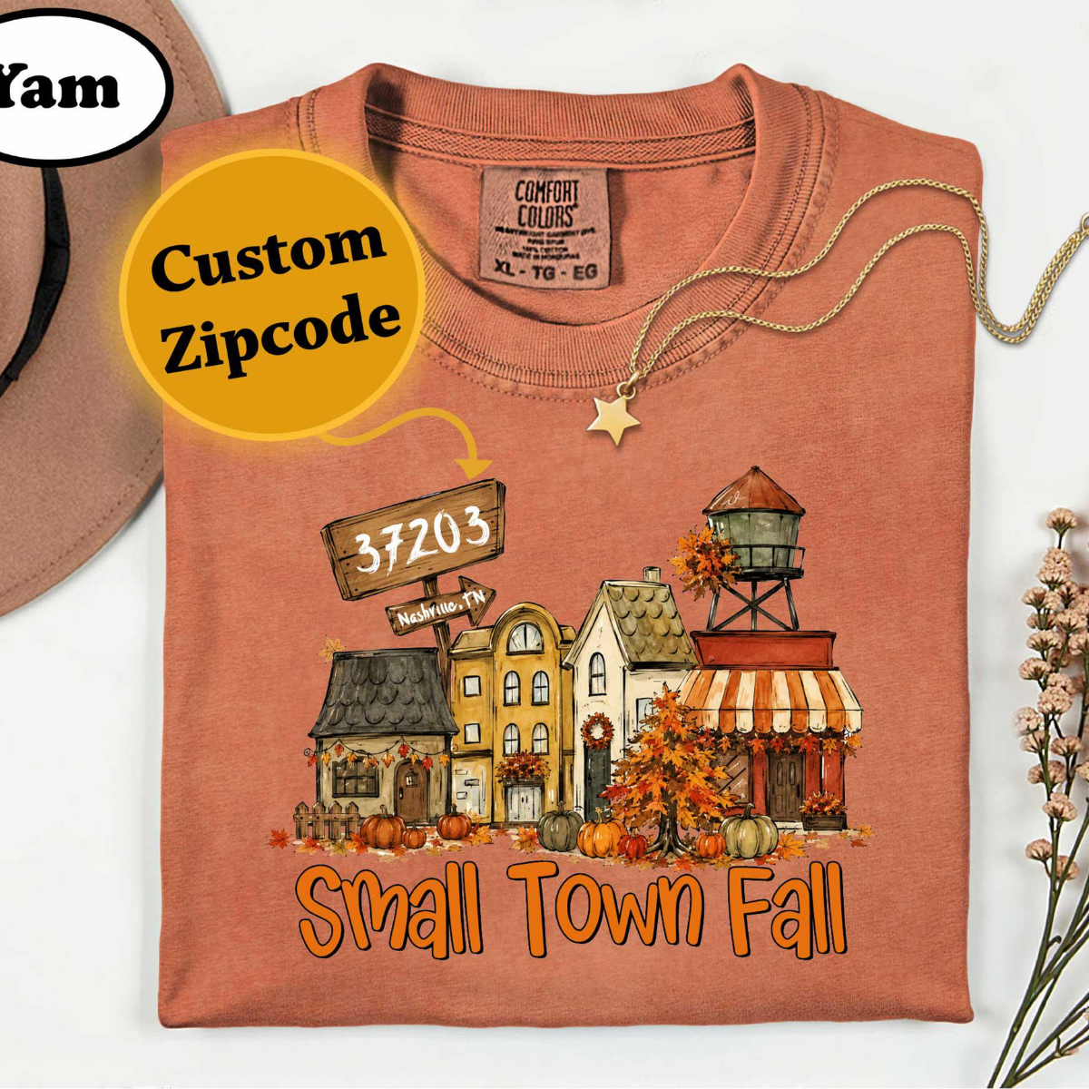 Personalized Small Town Fall Shirt, Custom Zip Code Comfort Colors Tee, Rustic Autumn Village Graphic, Fall Sweatshirt Hometown Gift for Mom 156aeffb-4d88-41f1-ba59-fae7713baeb7-3.png