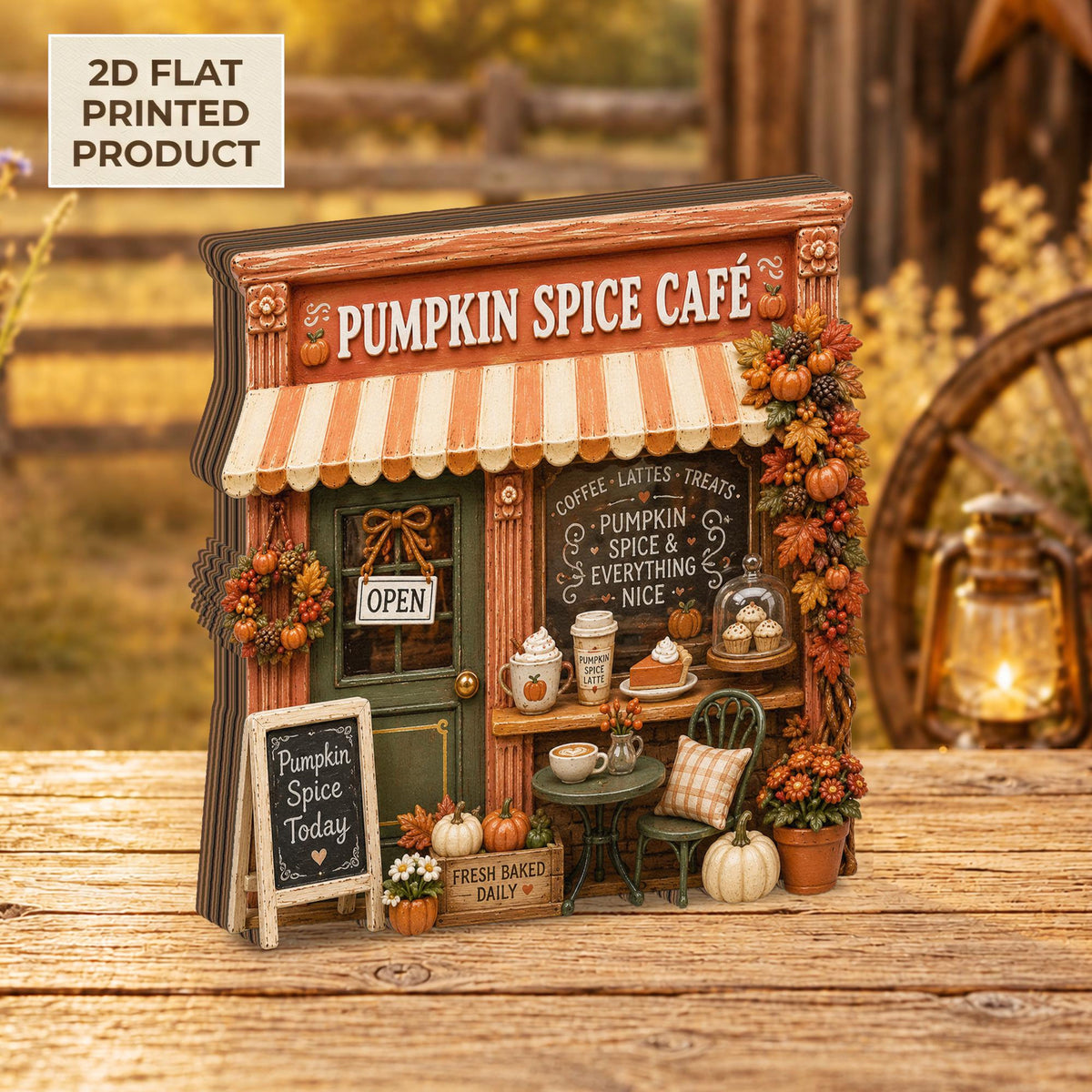 Pumpkin Spice Café 2D FLAT Wooden Block Decor, Fall Coffee Shop Shelf Sitter, Autumn Farmhouse Decor, Cozy Thanksgiving Table Accent 1594f62a-87e0-4d59-aa79-24fae1a3a5eb-4.jpg