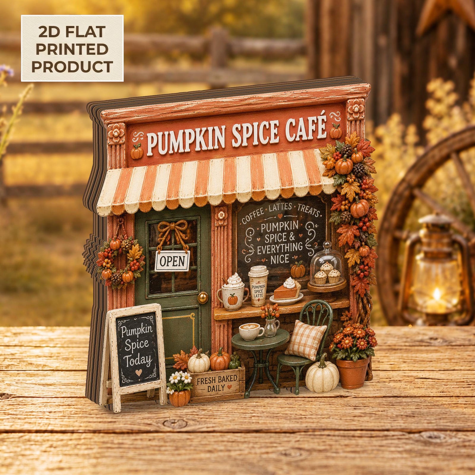 Pumpkin Spice Café 2D FLAT Wooden Block Decor, Fall Coffee Shop Shelf Sitter, Autumn Farmhouse Decor, Cozy Thanksgiving Table Accent 1594f62a-87e0-4d59-aa79-24fae1a3a5eb-4.jpg