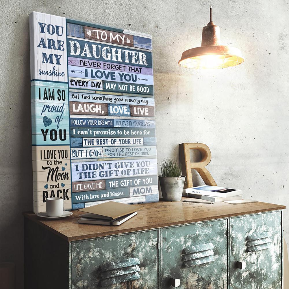  Gift For Daughter Portrait Canvas, To My Daughter You Are My Sunshine Home Decor Wall Art Visual Art 1598332061926.jpg