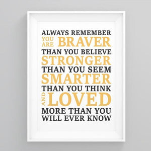 Life Style Portrait Canvas Positive Quote Always Remember You Are Braver Than You Believe Gift For Friend Family Home Decor Wall Art Visual Art 1598332065829.jpg