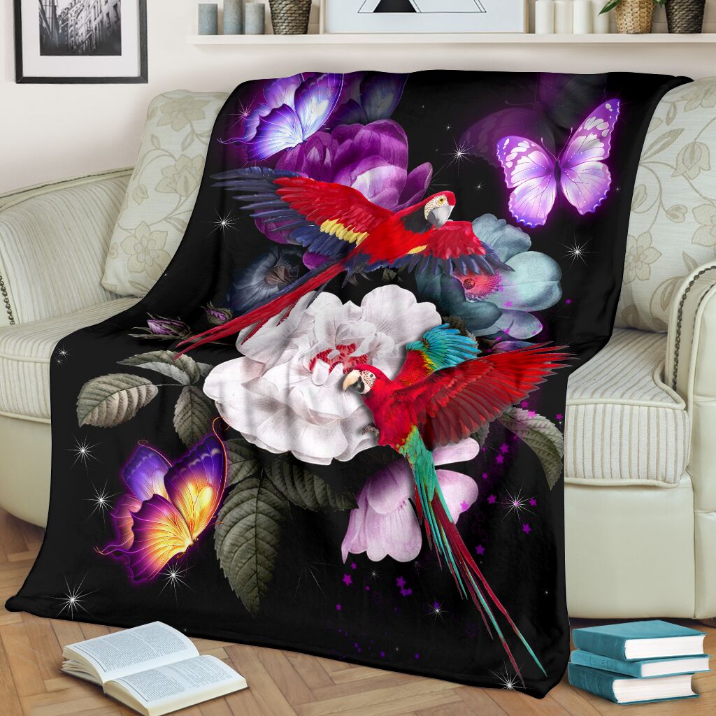 Black And Red Fleece Blanket - Quilt Blanket Macca Parrot 1598332075378.jpg