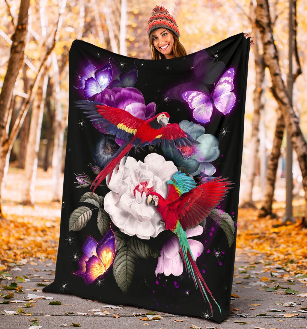 Black And Red Fleece Blanket - Quilt Blanket Macca Parrot 1598332075493.jpg