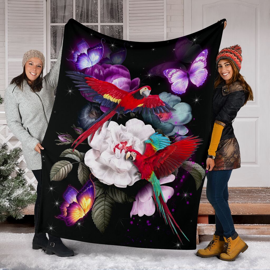 Black And Red Fleece Blanket - Quilt Blanket Macca Parrot 1598332075675.jpg
