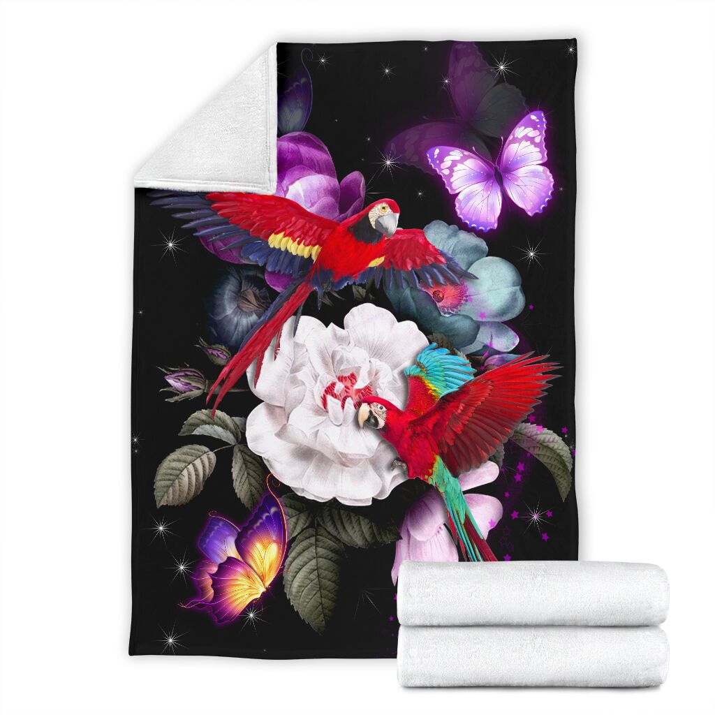 Black And Red Fleece Blanket - Quilt Blanket Macca Parrot 1598332075765.jpg