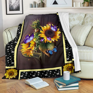 Butterfly Blanket, Butterfly Dark Sunflower Fleece Blanket 1598332090101.jpg