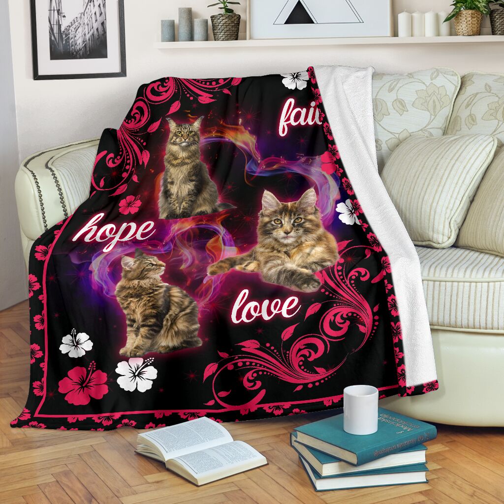 Maine Coons Faith Hope Love Fleece Blanket - Quilt Blanket 1598332099698.jpg