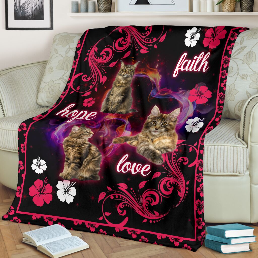 Maine Coons Faith Hope Love Fleece Blanket - Quilt Blanket 1598332099756.jpg