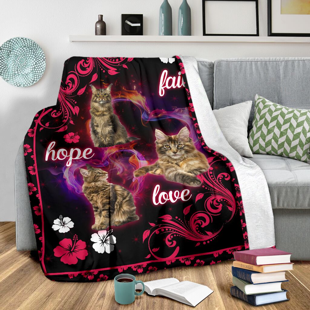 Maine Coons Faith Hope Love Fleece Blanket - Quilt Blanket 1598332099810.jpg