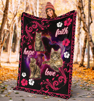 Maine Coons Faith Hope Love Fleece Blanket - Quilt Blanket 1598332099905.jpg