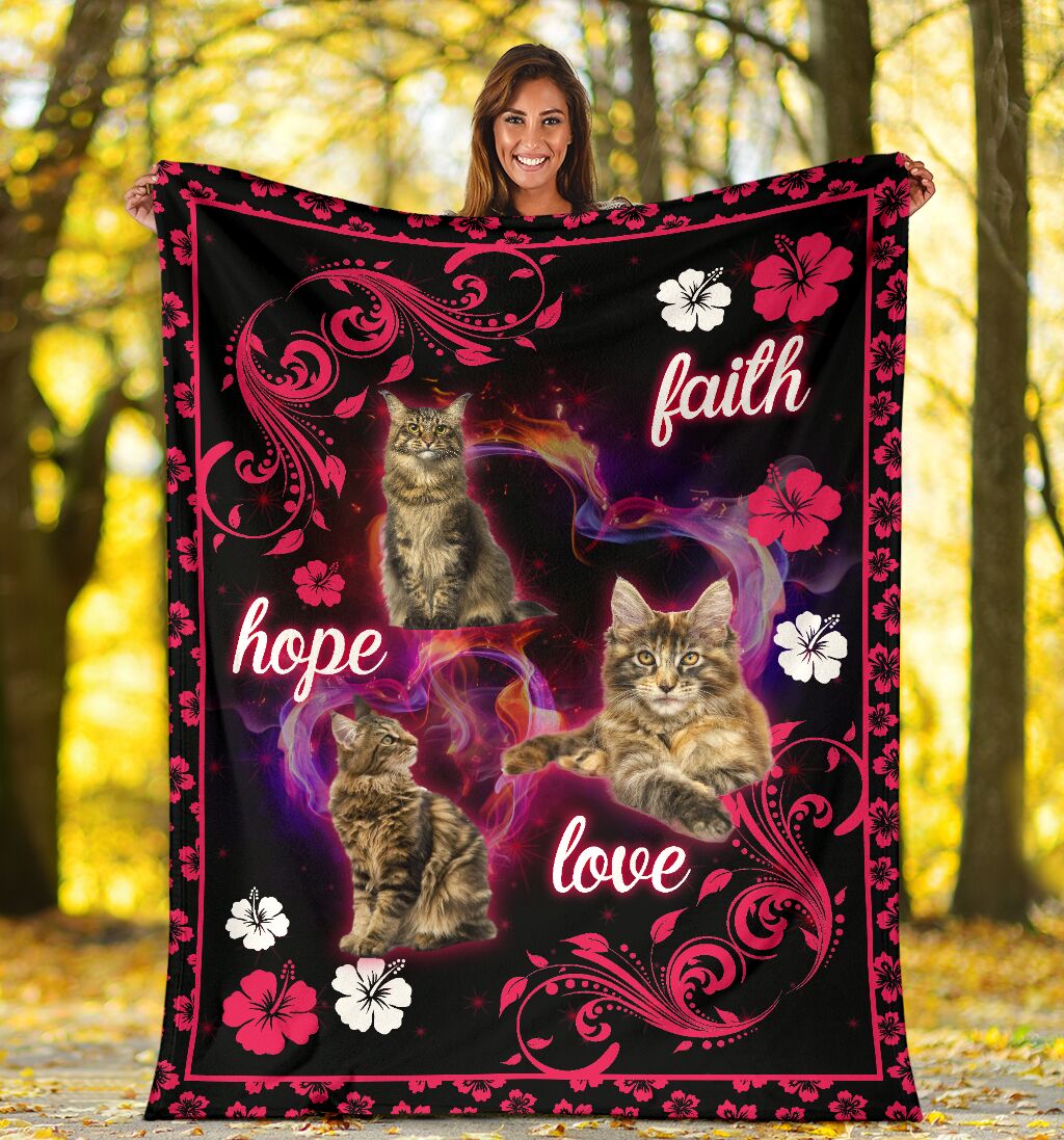 Maine Coons Faith Hope Love Fleece Blanket - Quilt Blanket 1598332099977.jpg