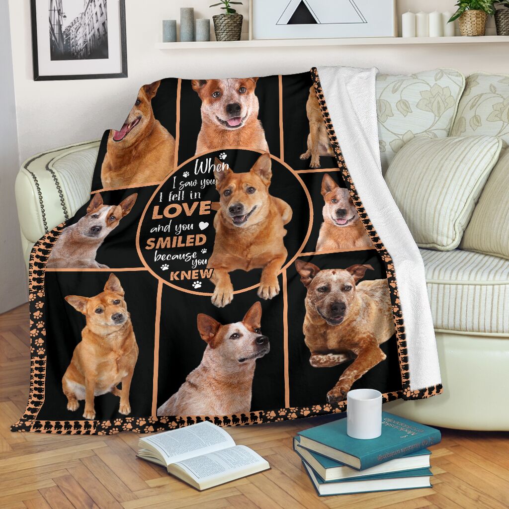 Red Heeler Blanket, When I Saw You I Fell In Love, Dog Lover 1598332101962.jpg