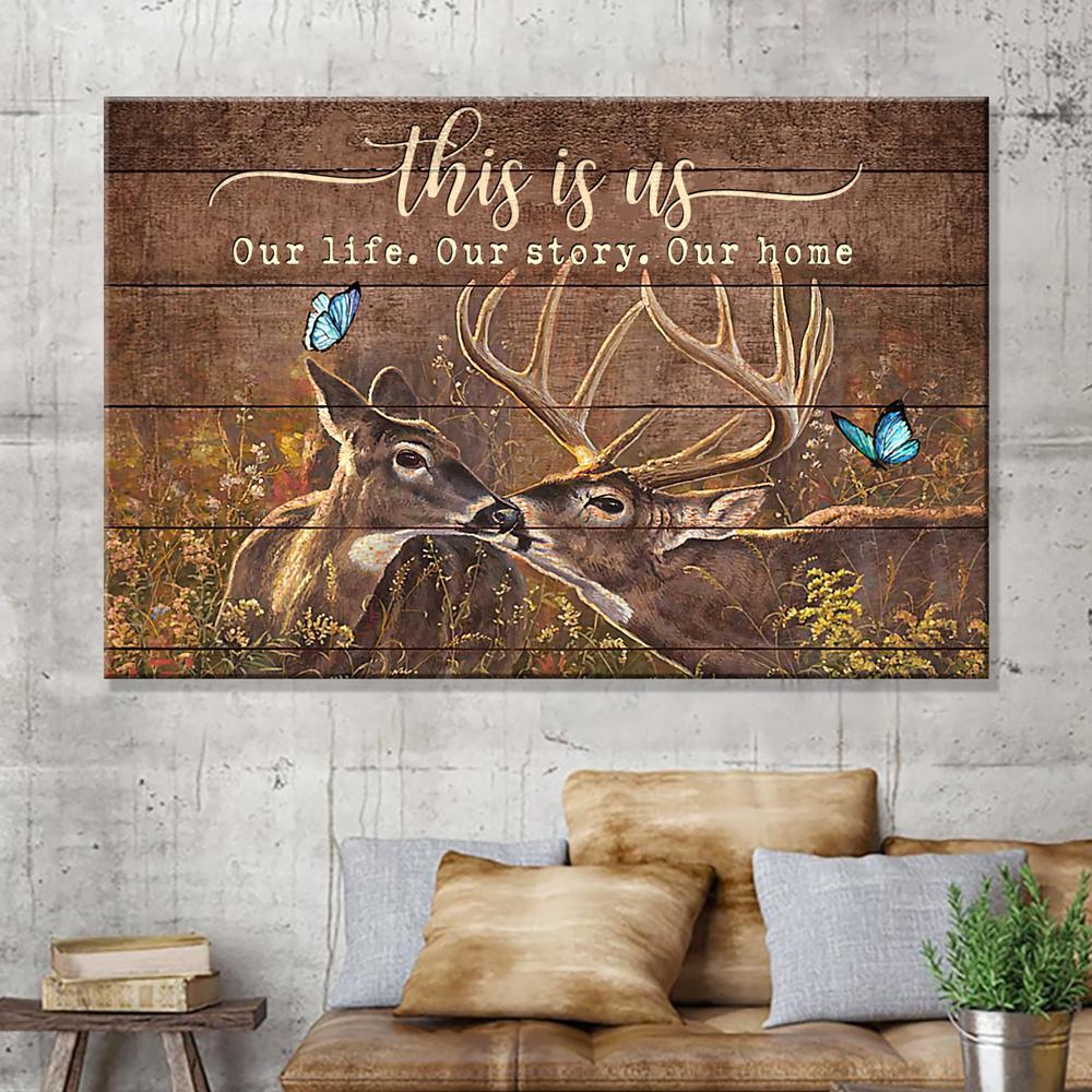 Gift For Couple Canvas This Is Us Deer Couple Butterfly Horizontal Canvas Gift For Anniversay Couple 1598332104081.jpg