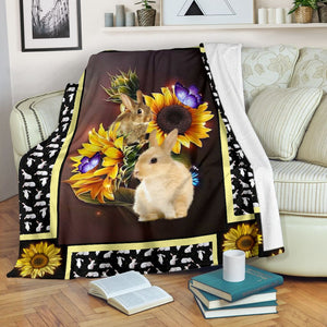 Rabbit Dark Sunflower Fleece Blanket - Quilt Blanket 1598332110632.jpg